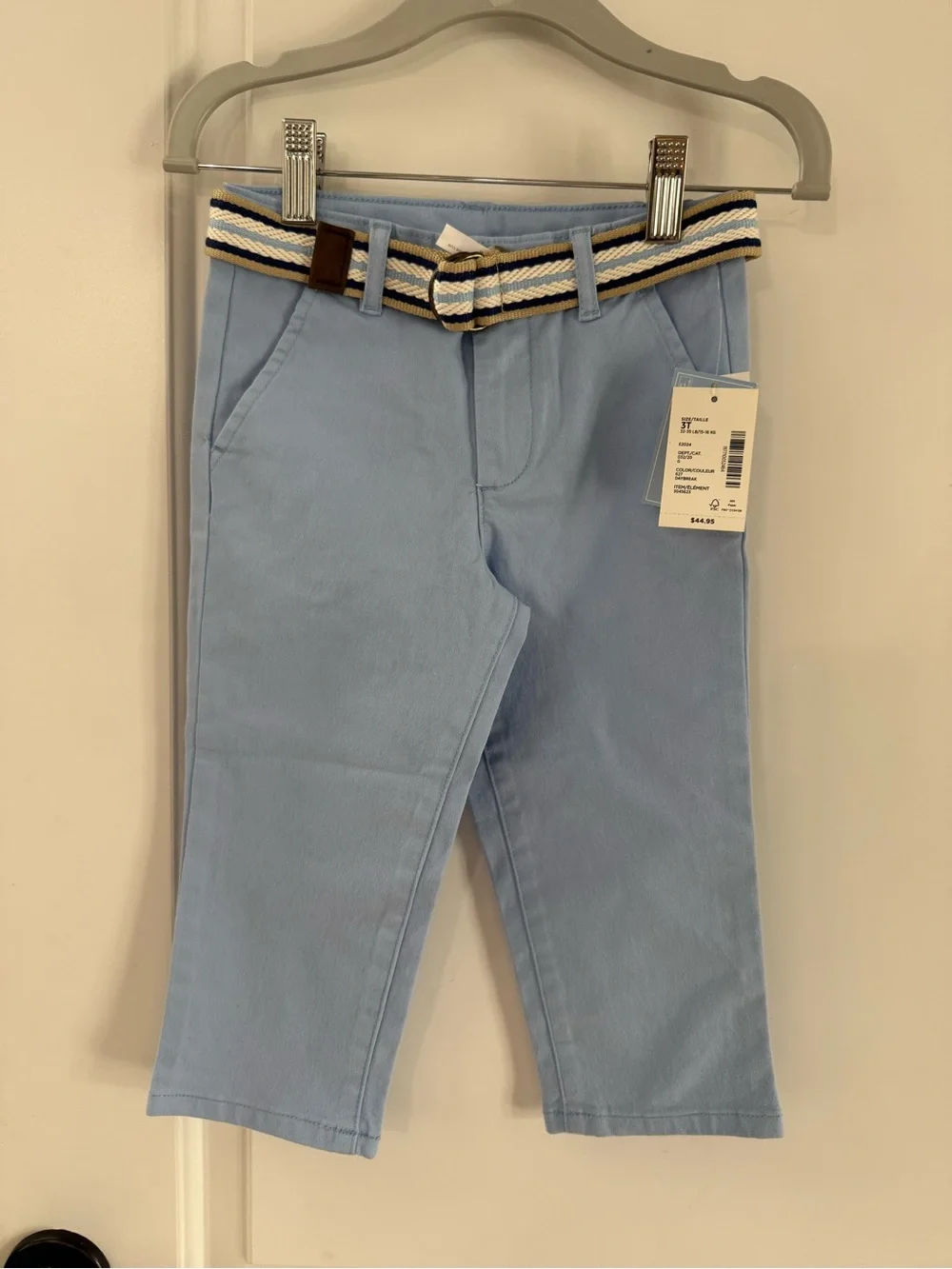 Gymboree Light Blue Chino Pants with Striped Woven Belt